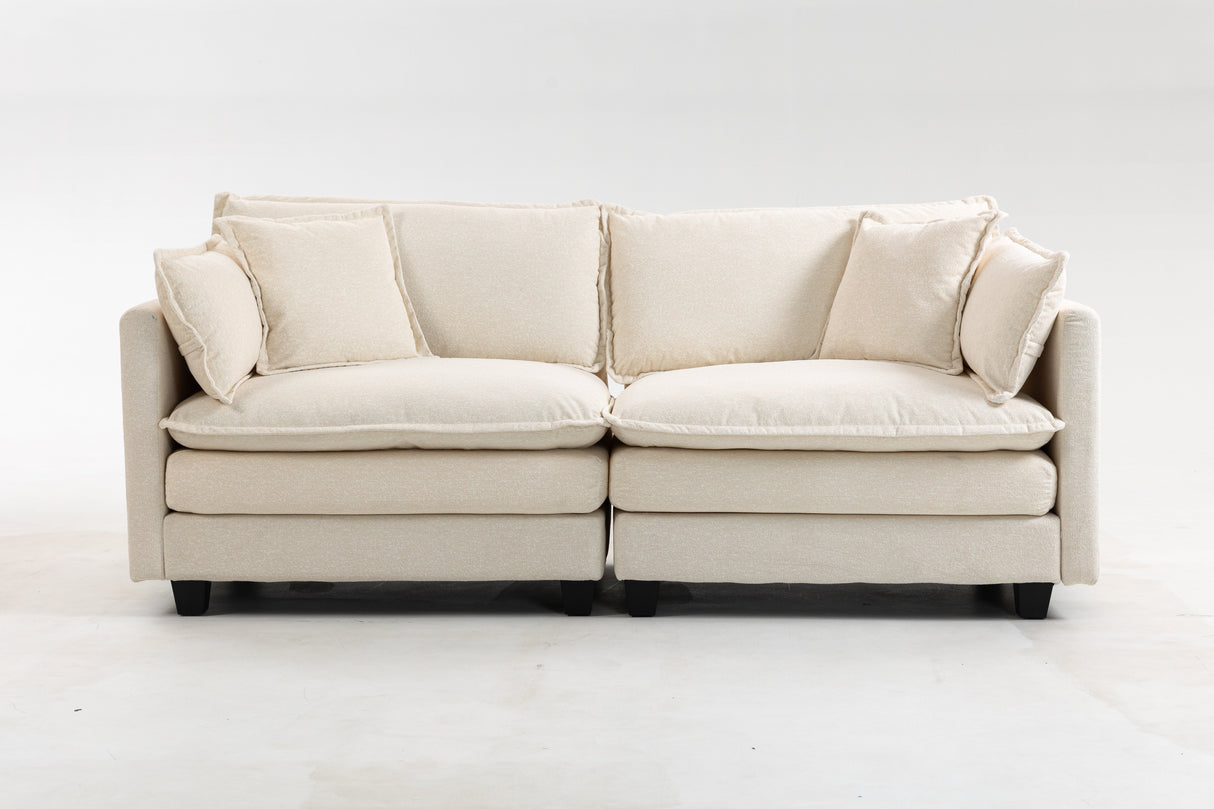 Modern 2-Seats Sectional Sofa with Waist Pillows