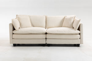Modern 2-Seats Sectional Sofa with Waist Pillows