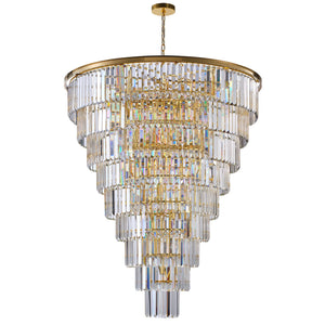 48-Inch Gold Tiered Crystal Tube Chandelier