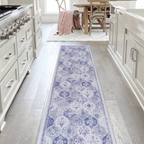 Blue area rug, washable rug, low-pile, non-slip, non-shedding, foldable, kid & pet friendly - area rugs for living room, bedroom, kitchen, dining room rug - perfect gifts, (blue, 2'6'' x 10')