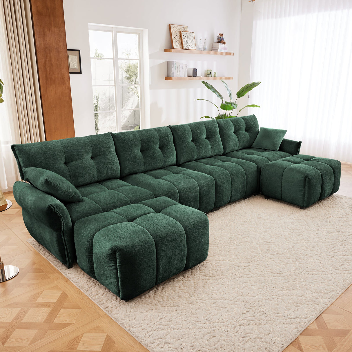 4-Seater Sofa Set with 2 Ottomans