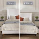 Hayden King Size Upholstered Wingback Bed with Textured Ivory Canvas and Tall 54" Headboard