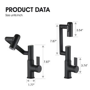 Bathroom Sink Faucet With Spray Function And Temperature Display, Anti Skid Switch, 360 Degree Rotary