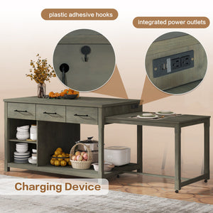 TREXM Extendable Kitchen Island with Storage