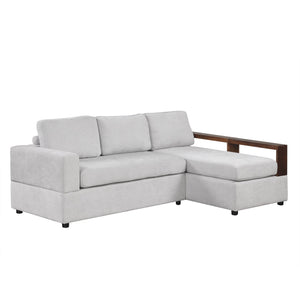 87.4' Sectional Sofa with Reversible Armrests Gray Chenille Upholstery