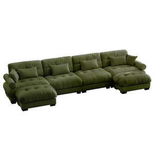 Oversized Modular Sectional Sofa with Movable Ottoman - Fabric, Multiple Colors
