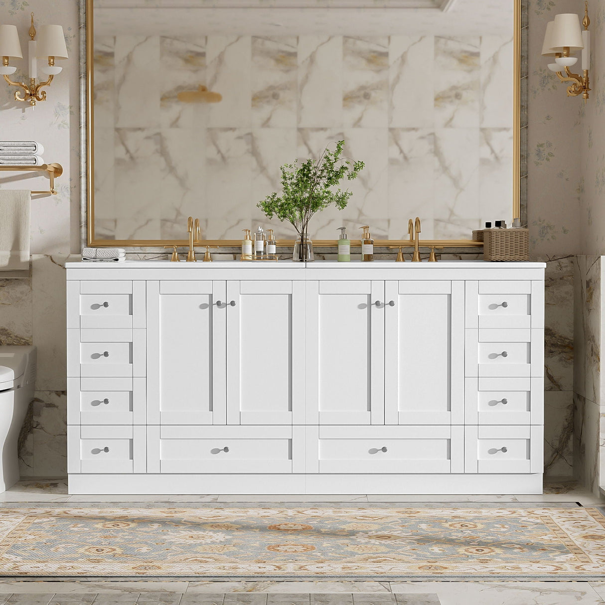 Shaker Free Standing Bathroom Vanity Cabinet & Sink, Soft Close Drawers, Soft Close Doors