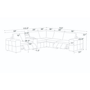 Upholstered Large Arms Sectional With Recliner Seats