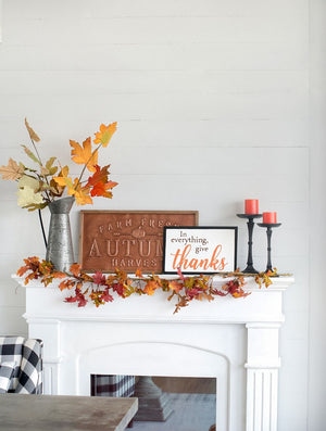 Thanks Wall Sign, Wall Art Decor For Harvest Festival Fall Festival & Thanksgiving Table Decorations (Set of 2) - Black / Orange / White