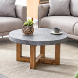 Modern Gray Texture MDF Round Coffee Table - 31.4' Diameter