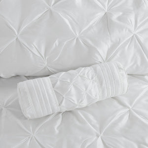 7 Piece Tufted Comforter Set with Hypoallergenic Filling - White