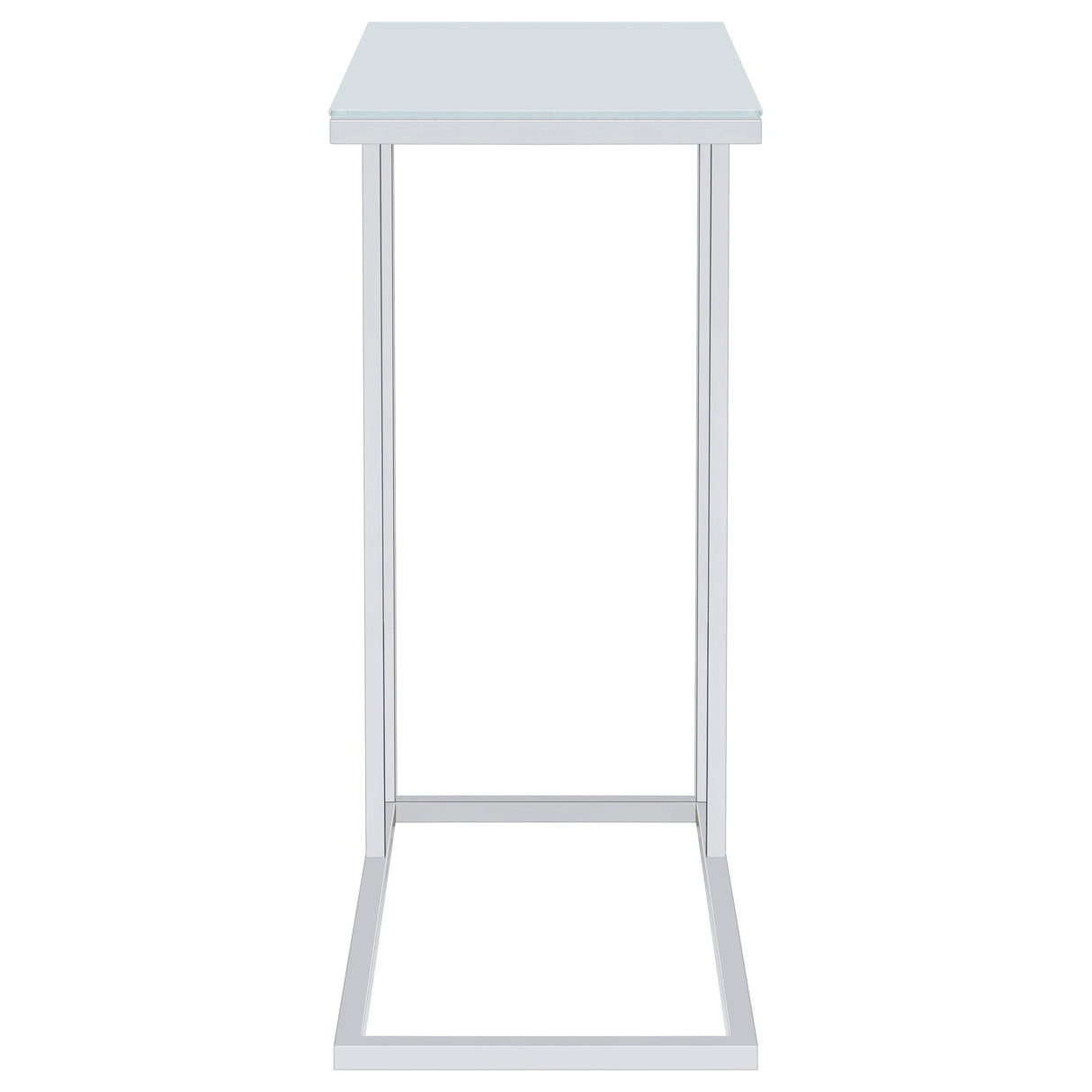 Stella White Glass Top C-Shaped Sofa Side Table Chrome