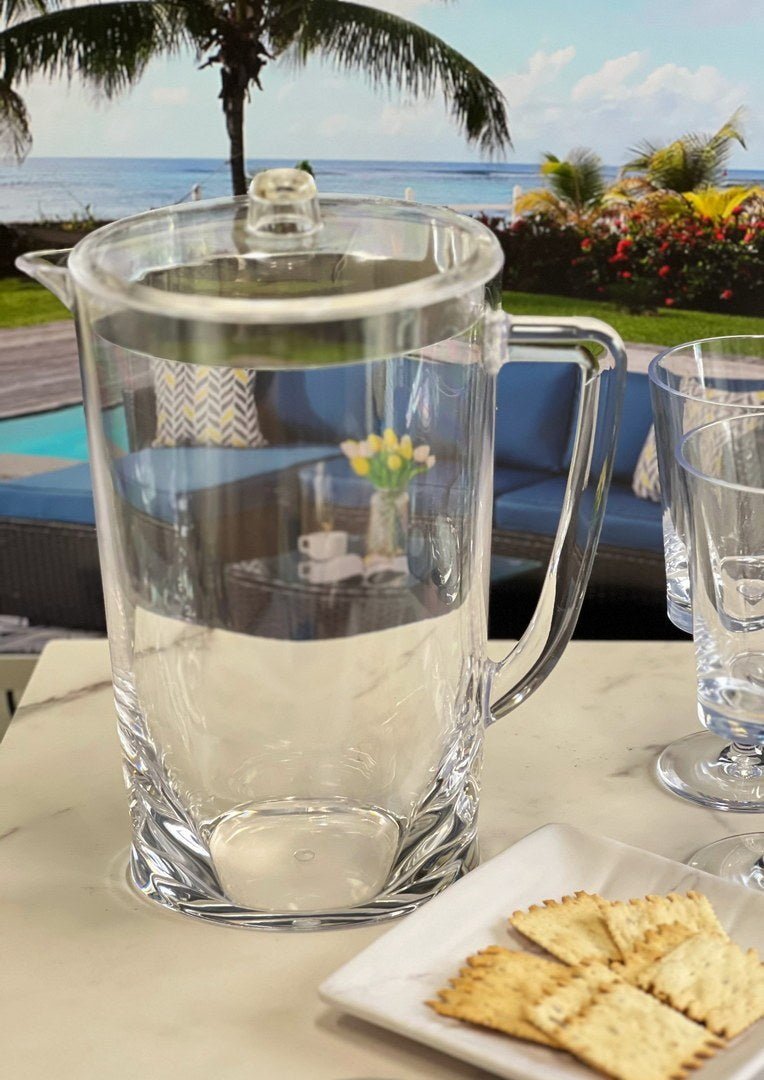 2.75-Quarts-Water-Pitcher-with-Lid,-Oval-Halo-Design-Unbreakable-Plastic-Pitcher,-Drink-Pitcher,-Juice-Pitcher-with-Spout-BPA-Free-Pitchers