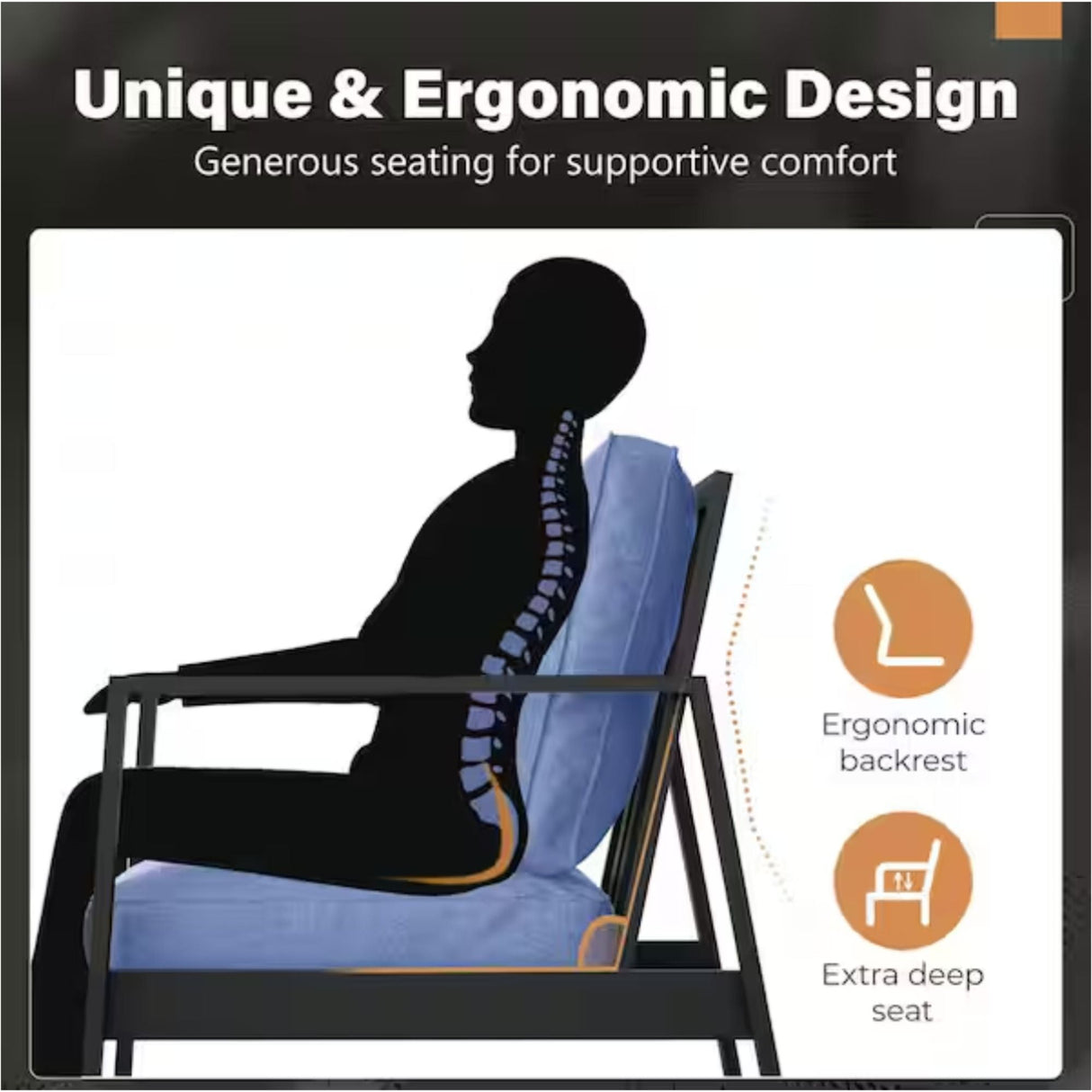 All-Weather Ergonomic Patio Armchairs With Thick Cushions (Set of 2)