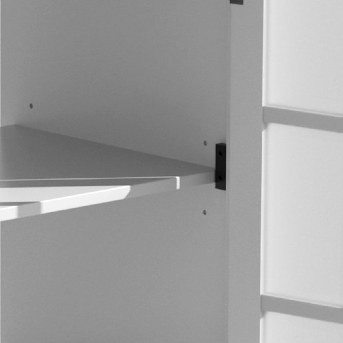 Modern Bathroom Vanity With Ceramic Sink, Tempered Blurred Glass Doors