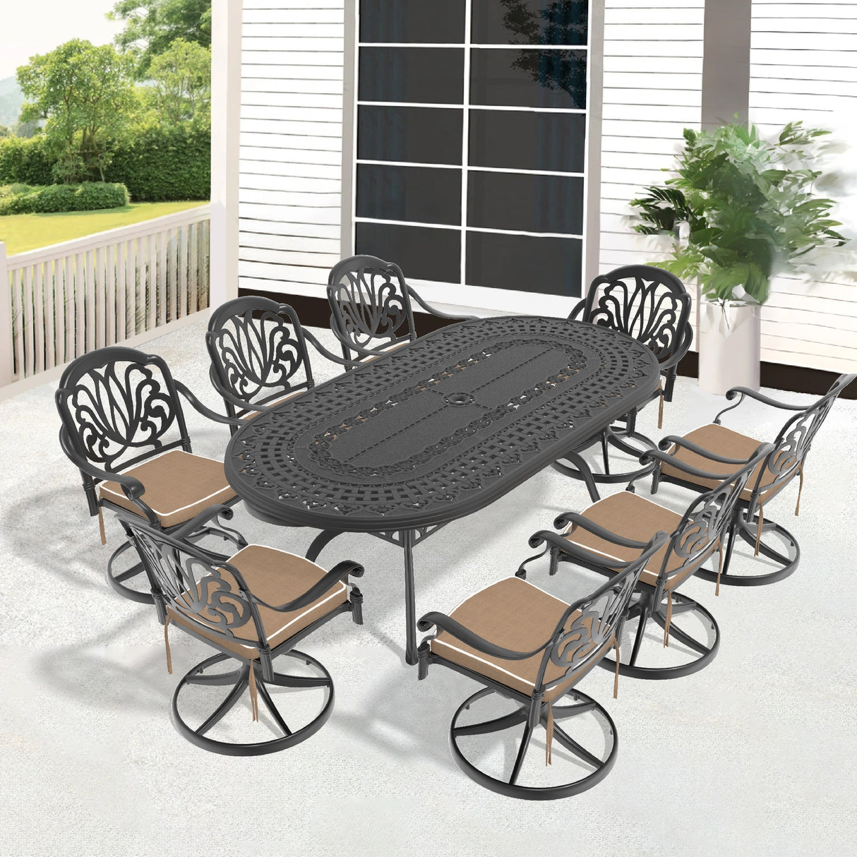 9-Piece All-Weather Cast Aluminum Dining Set