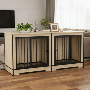 Dog Crate Furniture with Two Combined Rooms