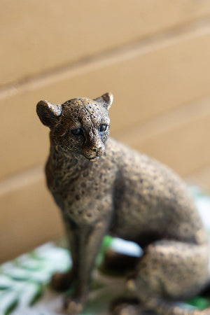 Copper Panther Animal Statue Decor