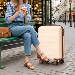 14'/20' 2-Piece ABS Spinner Wheel Luggage Set (Beige)