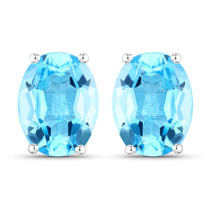 4.00 Carat Genuine Swiss Blue Topaz .925 Sterling Silver Earrings
