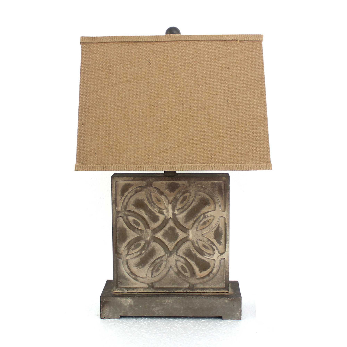 4.75 X 11.75 X 24.75 Brown Vintage With Khaki Linen Shade - Table Lamp