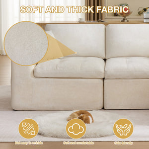 110' Cloud Sectional Couch for Living Room, Upholstered L-Shape Modular Sofa with Movable Ottoman, 3-Seater Deep-Seat Foam Couch, Comfortable Convertible Sectional for Home & Apartment