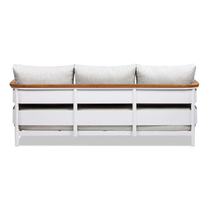 Rhodes 2pc Teak & Aluminum Outdoor Sofa and Coffee Table Set