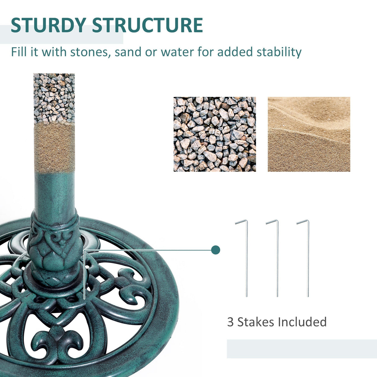 Outsunny 28" Bird Bath Outdoor Resin Decor with Fleur De Lis Pattern