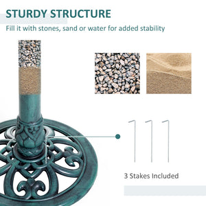 Outsunny 28" Bird Bath Outdoor Resin Decor with Fleur De Lis Pattern