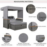 Bethany Two-Person Outdoor Rattan Daybed with Adjustable Canopy and Hidden Storage