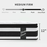 12 Inch King Size Hybrid Mattress with 7-Zoned Memory Foam and Pocket Springs