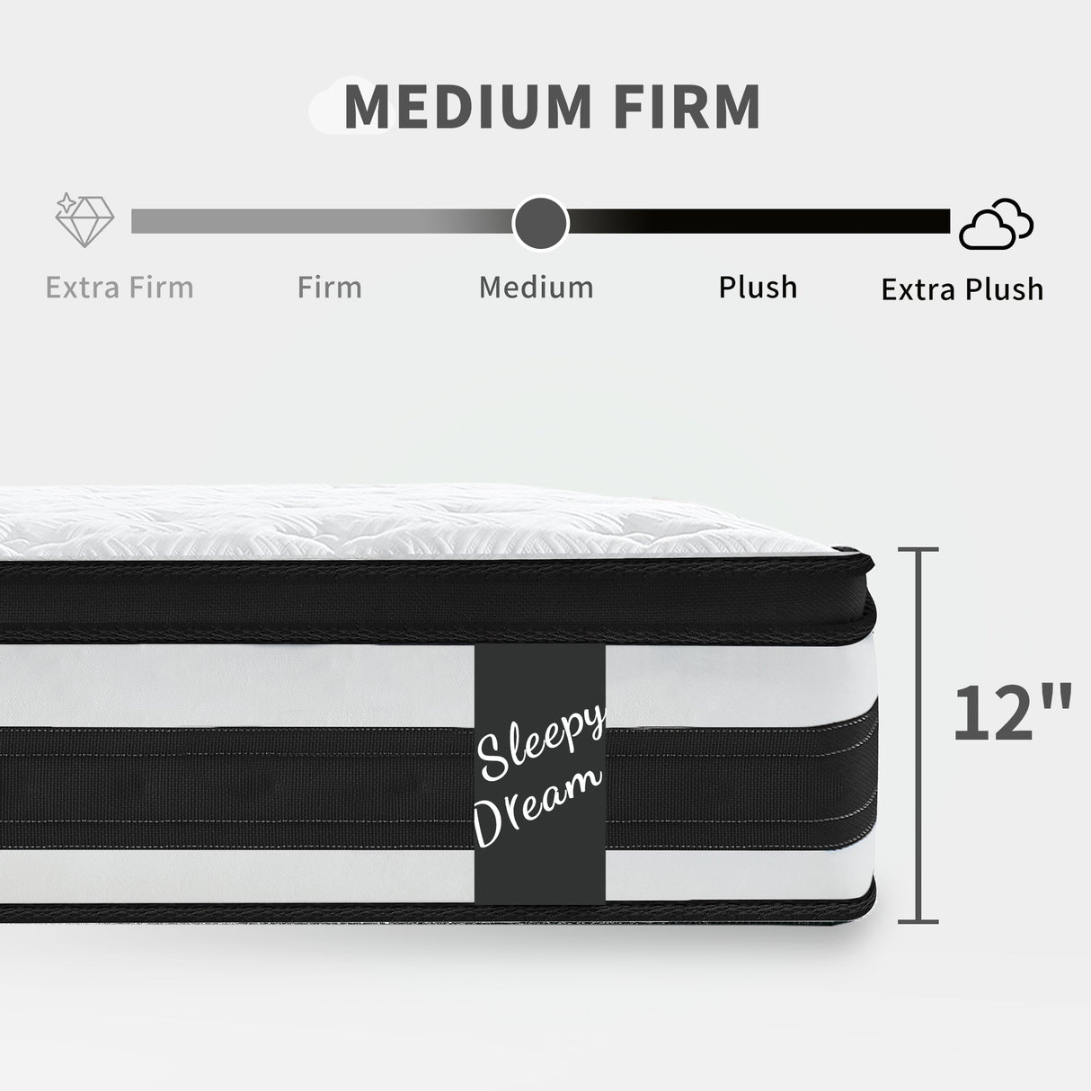 12 Inch Queen Size Hybrid Mattress with Memory Foam and Pocket Springs