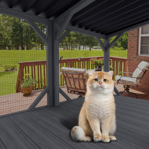 Premium Cat Window Box With Bug Proof Net For Large Indoor Cats Spruce Wood & Polyester - Antique Gray