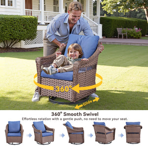 Outdoor Swivel Rocking Wicker Chairs Set of 2