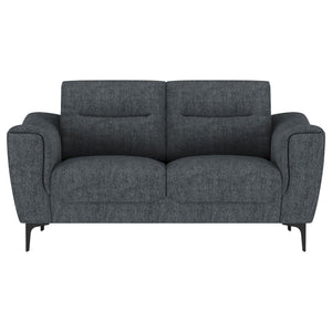 Oberle - Upholstered Sloped Track Arm Loveseat - Charcoal