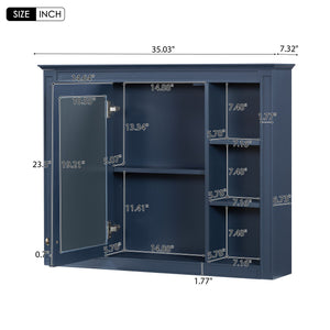 Bathroom Vanity With Mirror Cabinet, Single Sink With 2 Soft Closing Doors And 4 Drawers