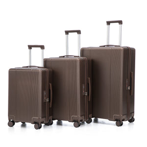 3 Piece ABS Spinner Wheel Luggage Set - Brown