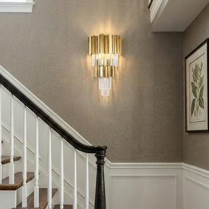 Art Deco Crystal Wall Sconce Gold Chrome – Empire Style E12 Dimmable Wall Light