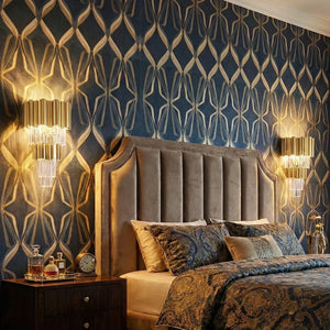 Art Deco Crystal Wall Sconce Gold Chrome – Empire Style E12 Dimmable Wall Light