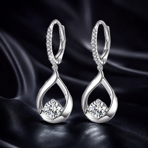 925 Sterling Silver Moissanite 0.5ct Earrings with Pavé Setting, Size 30*11mm for Women