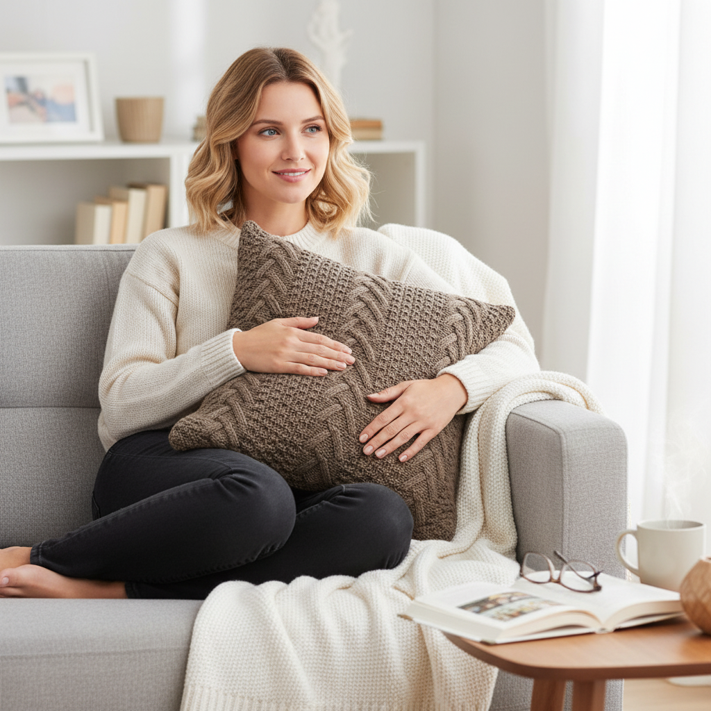 Knitted Cozy Home Decoration Throw Pillow pack of 1
