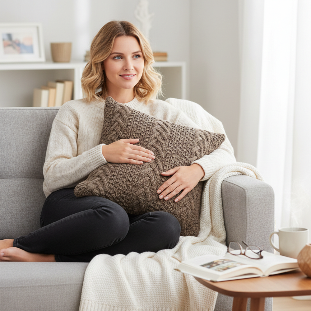 Knitted Cozy Home Decoration Throw Pillow cover 18"x18"