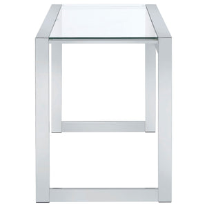 Hartford 47-inch Glass Top Writing Desk Chrome