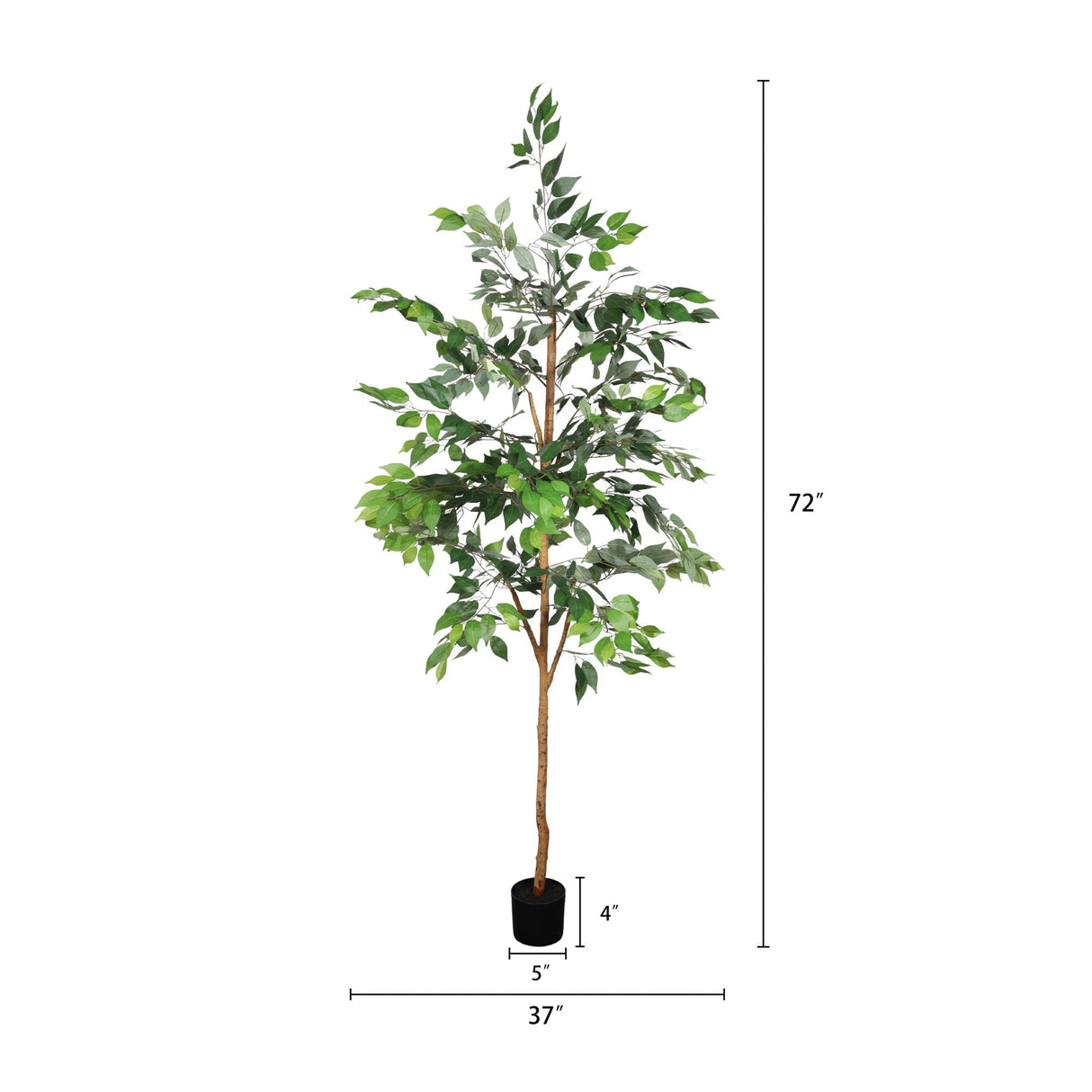 6Ft Artificial Ficus Tree With Natural Wood Trunk In Pot