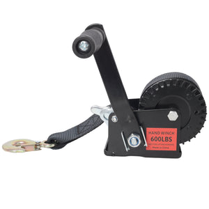 600LBS Hand Winch with 19.6FT Strap