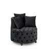 Modern Upholstered Swivel Chair With Button Tufted Design And Movable Wheels