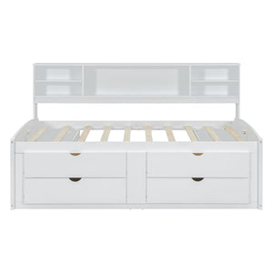 Daybed With 2 Bedside Cabinets, Upper Shelves And 4 Drawers