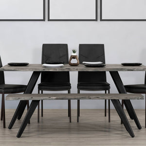 Modern Acacia Wood Dining Bench, Live Edge Design Accent Bench With Iron Legs - Black / Gray