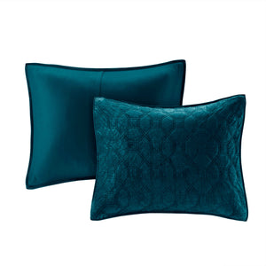 3 Piece Velvet Quilt Set Teal King/Cal King