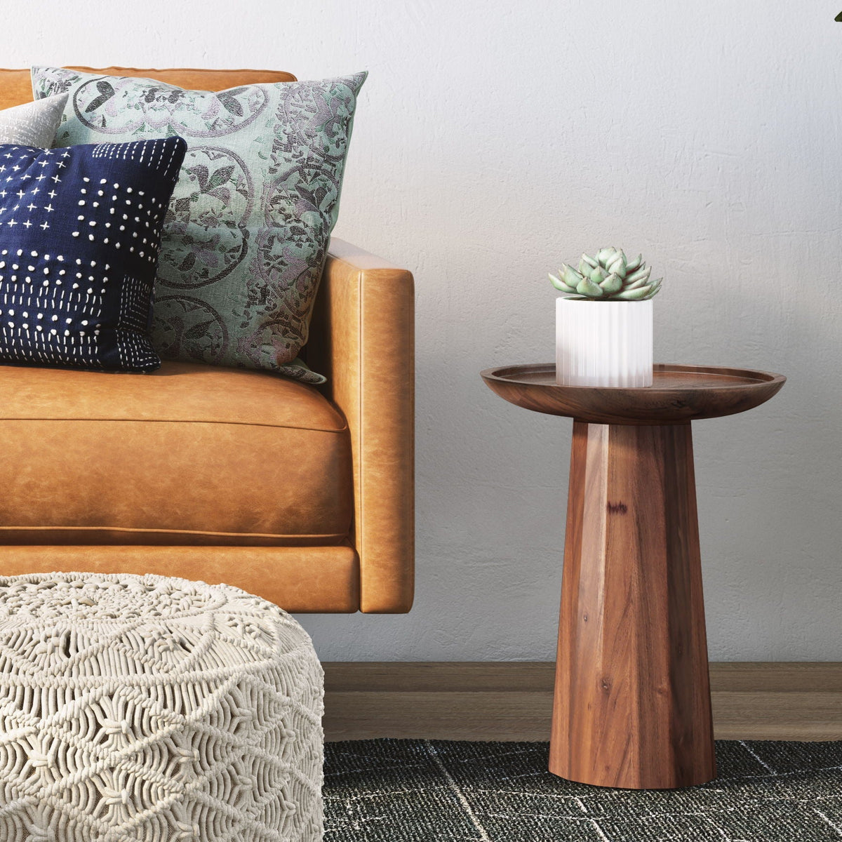 Handcrafted Wooden Accent Table with Sculptural Design - Choice of Color